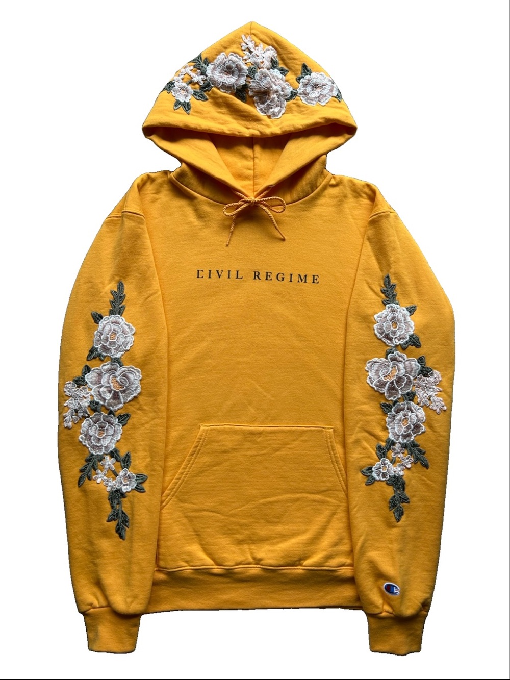 Civil Regime Rose Embroidered Hoodie Champion S Floral Y2K Streetwear Skater